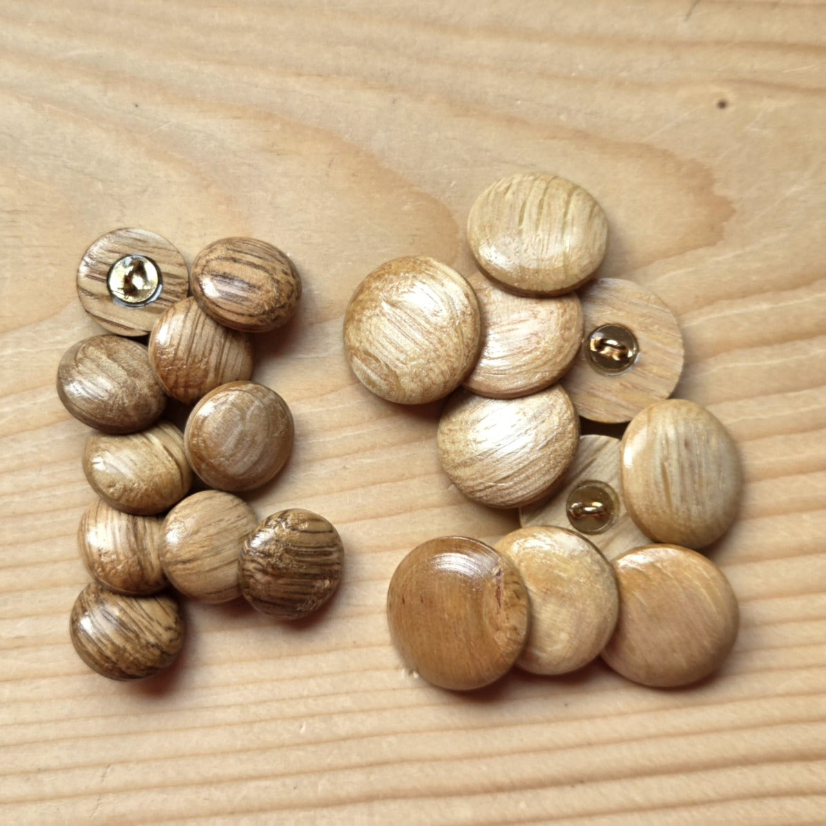 WOODLAND SHANK / Brown Wooden Metal Shank Buttons / 15-20mm (Set of 6)