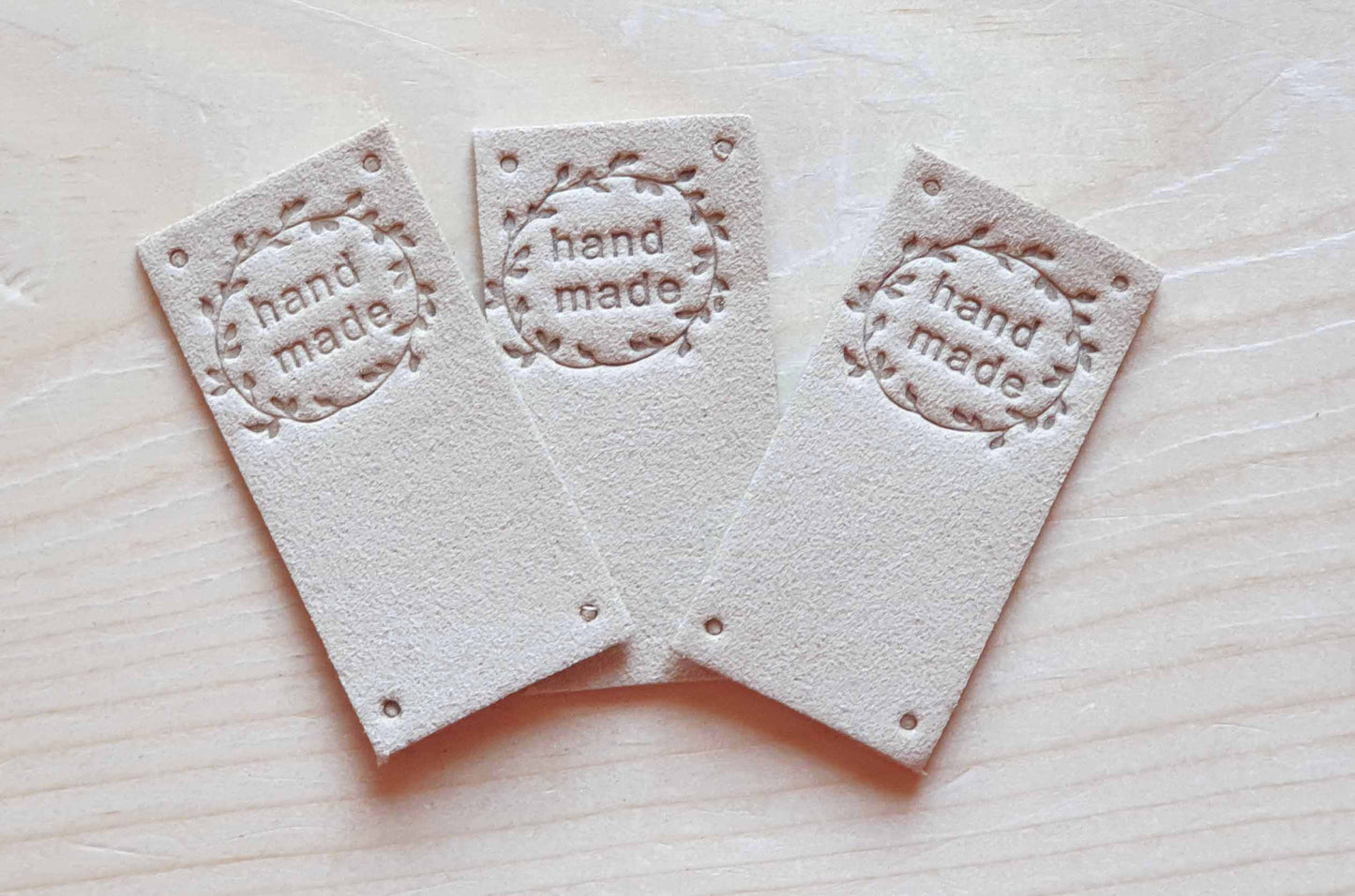 WREATH HANDMADE TAGS / Set of 5 / Handmade Labels / Faux Suede Labels / Faux Leather Labels / Garment Tags