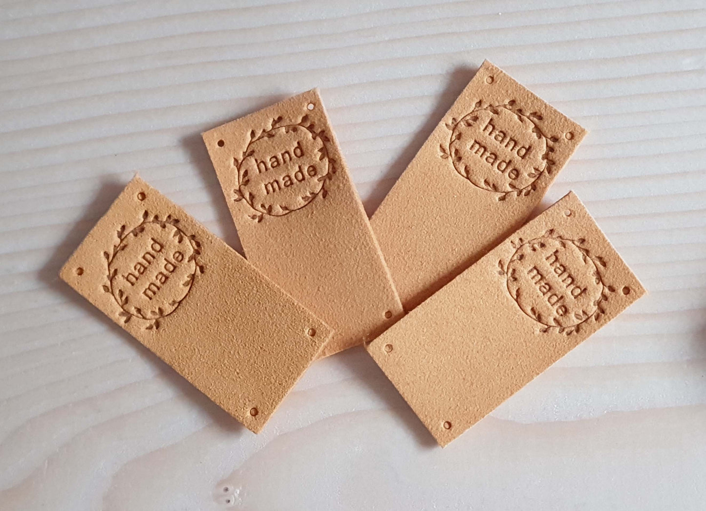 WREATH HANDMADE TAGS / Set of 5 / Handmade Labels / Faux Suede Labels / Faux Leather Labels / Garment Tags