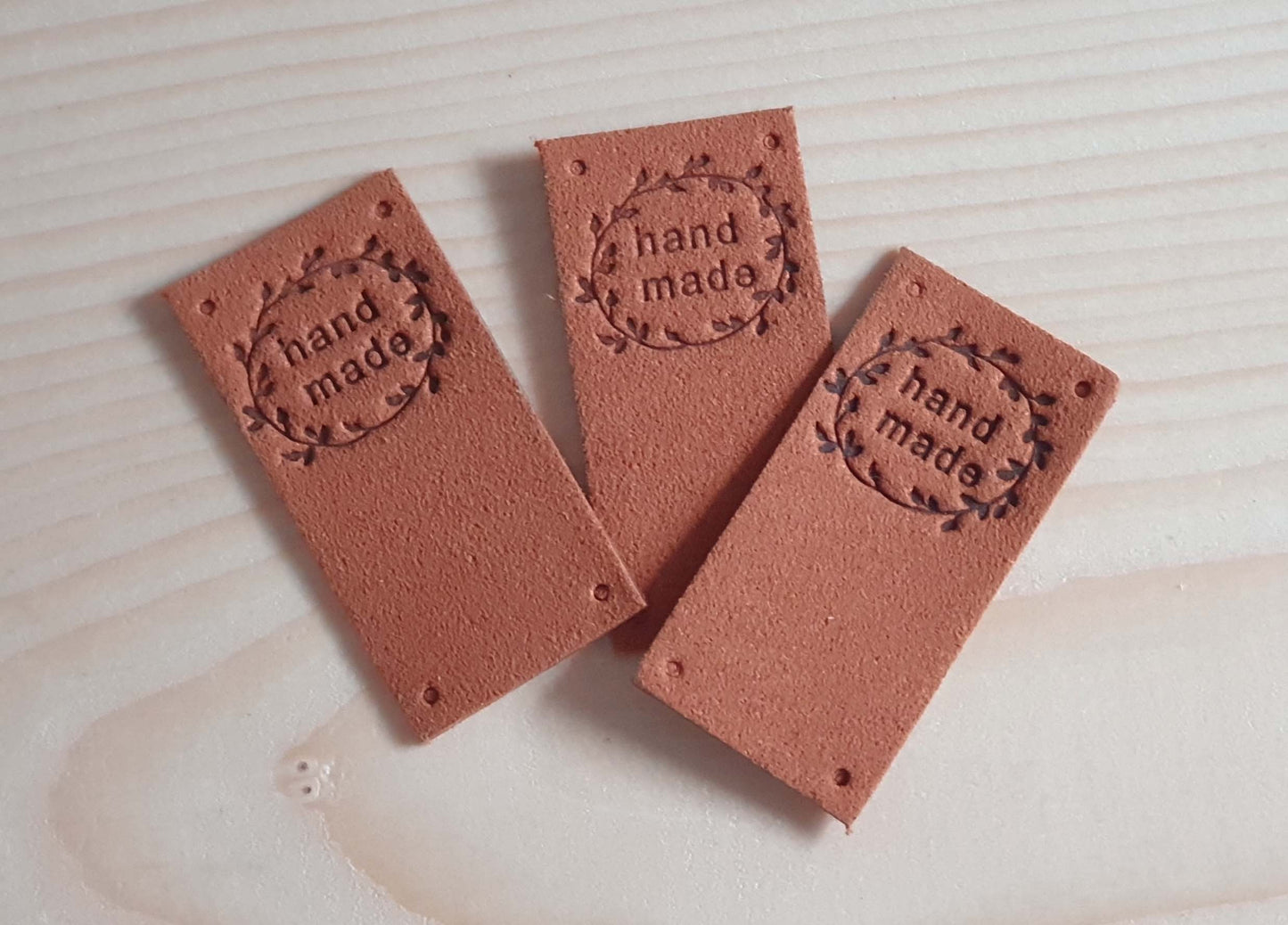 WREATH HANDMADE TAGS / Set of 5 / Handmade Labels / Faux Suede Labels / Faux Leather Labels / Garment Tags