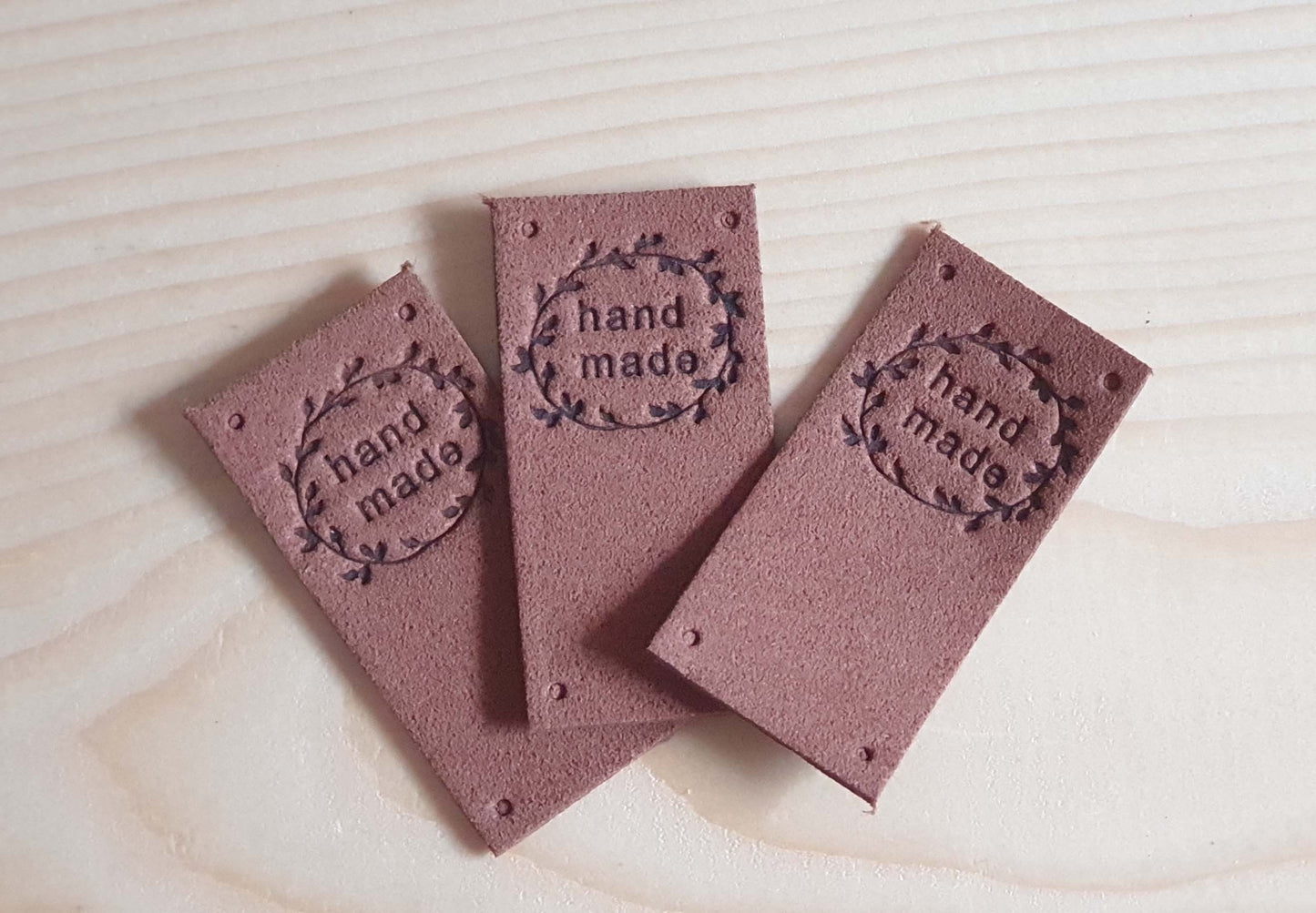 WREATH HANDMADE TAGS / Set of 5 / Handmade Labels / Faux Suede Labels / Faux Leather Labels / Garment Tags