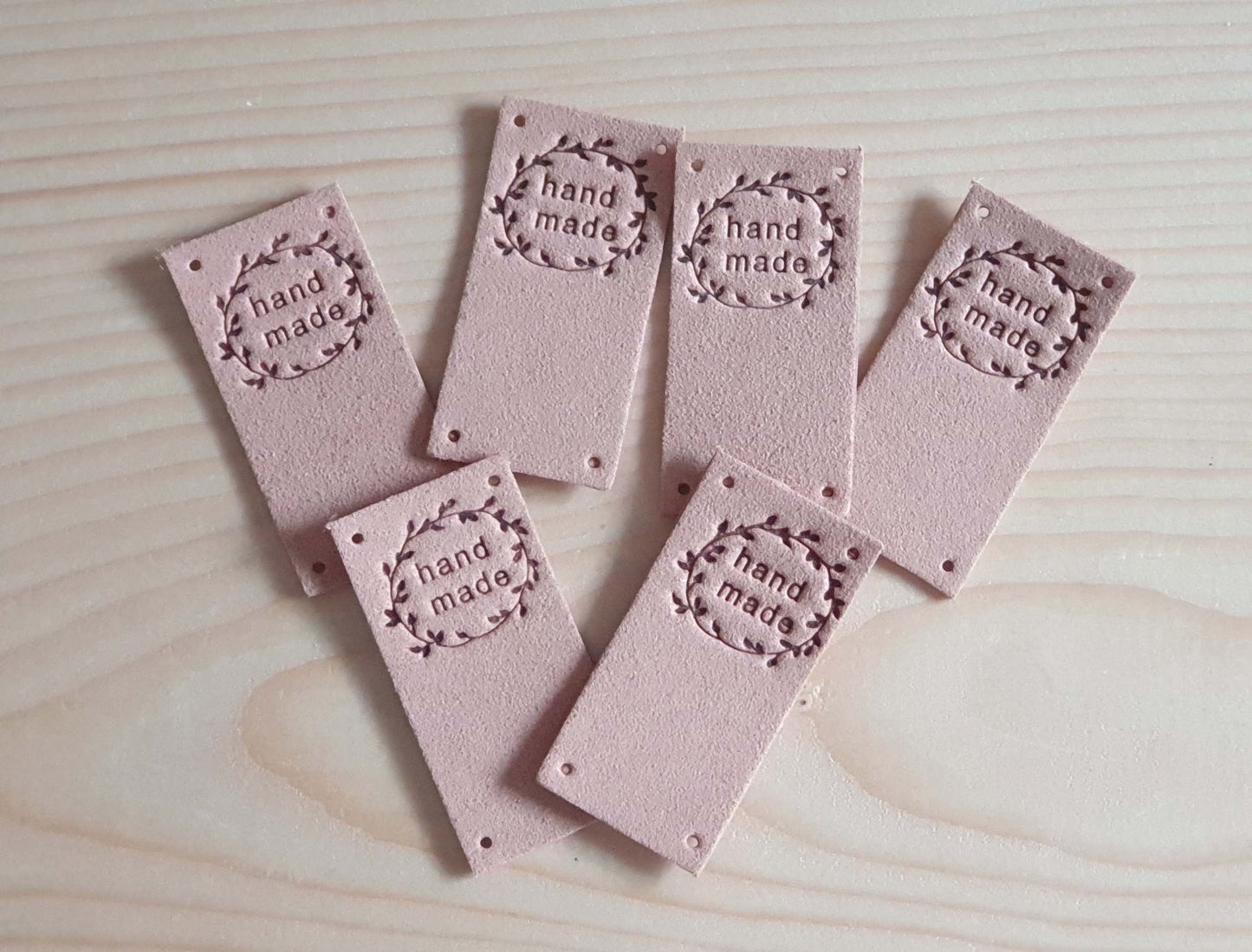 WREATH HANDMADE TAGS / Set of 5 / Handmade Labels / Faux Suede Labels / Faux Leather Labels / Garment Tags