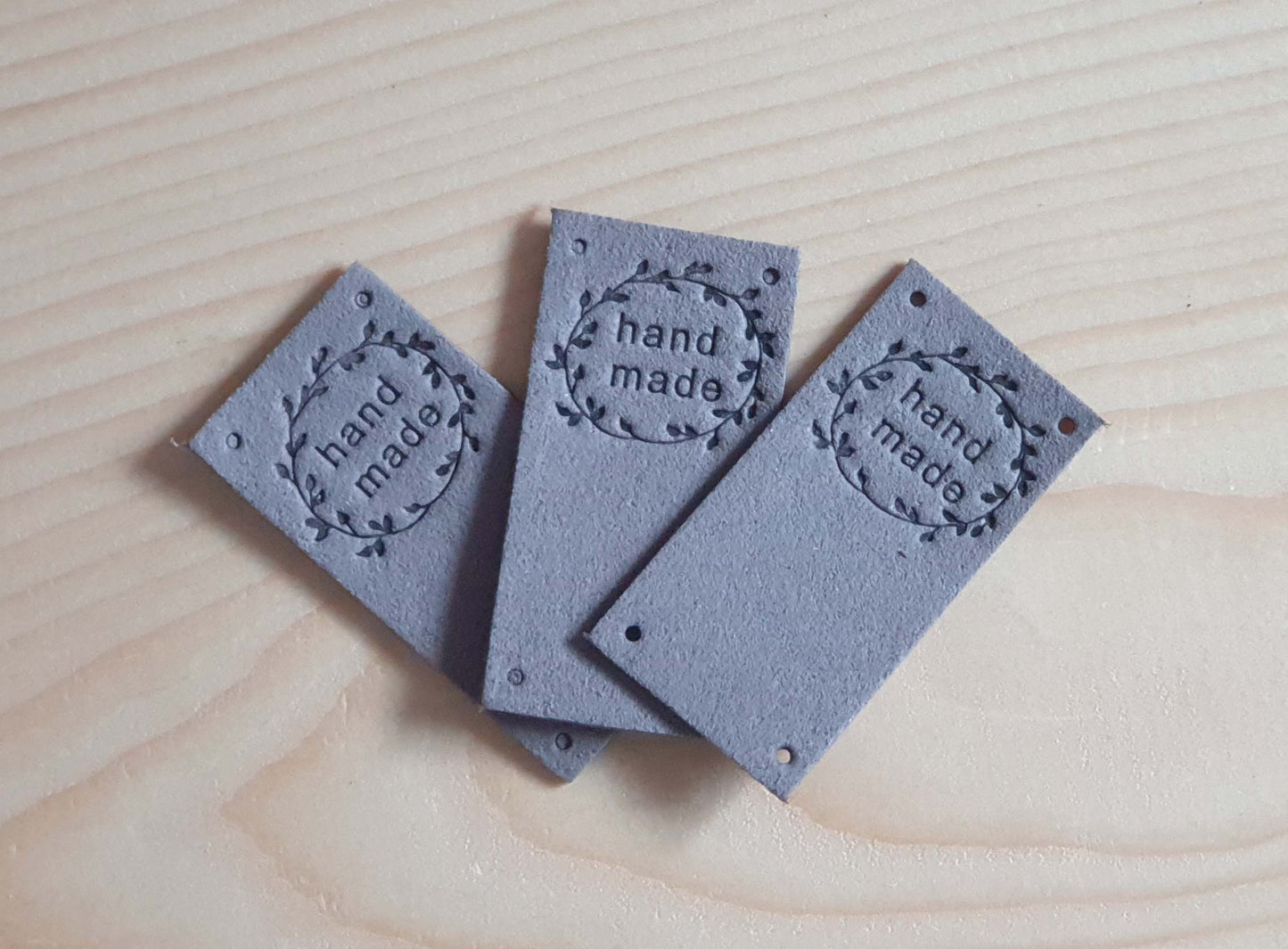 WREATH HANDMADE TAGS / Set of 5 / Handmade Labels / Faux Suede Labels / Faux Leather Labels / Garment Tags