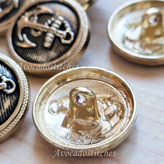 ANCHOR SHANK - Antique Golden / 15-20mm / Metal Alloy Shank Buttons