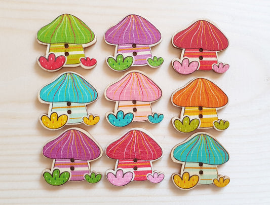 BARN HOUSE / 30*30mm / 8 buttons / Wooden Buttons / Sewing Buttons