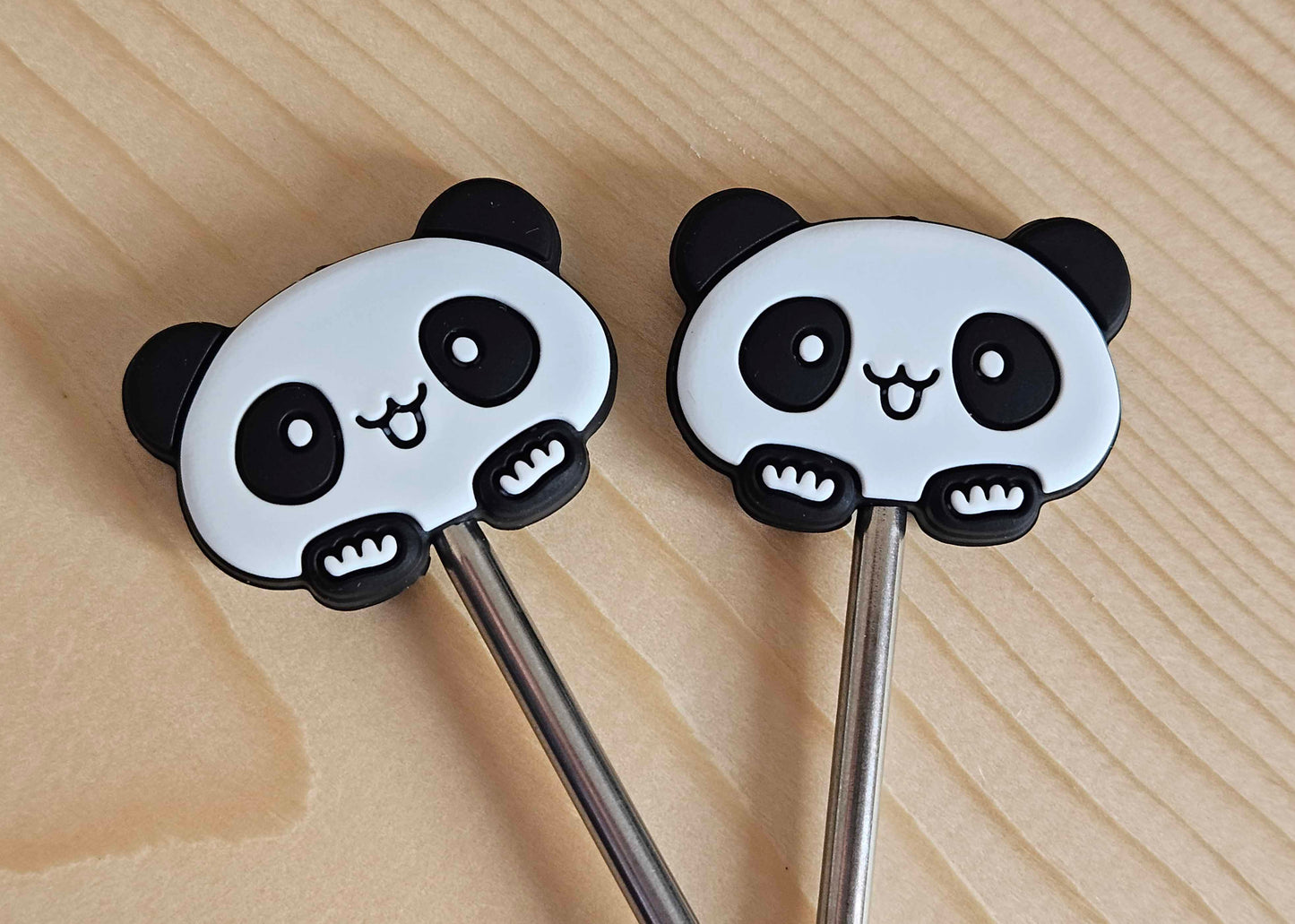 BIG HEAD PANDA Stitch Stoppers / 2 pieces / Knitting Needle Stoppers / Point Protection / Notions
