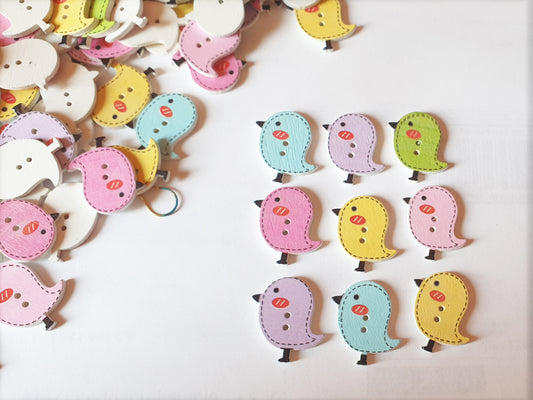 CHICKADEE / 25*25mm / 8 buttons / Wooden Buttons / Sewing Buttons