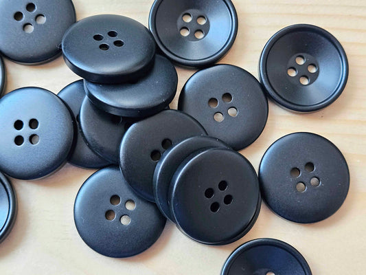 Black Resin Buttons 25mm — Korean Style Sewing Buttons (Set of 4)