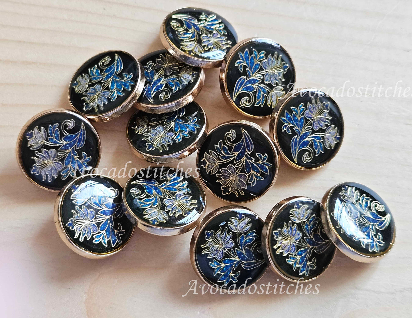 BOHO FLOWER / 18mm / Metal Shank Buttons / Sewing Buttons