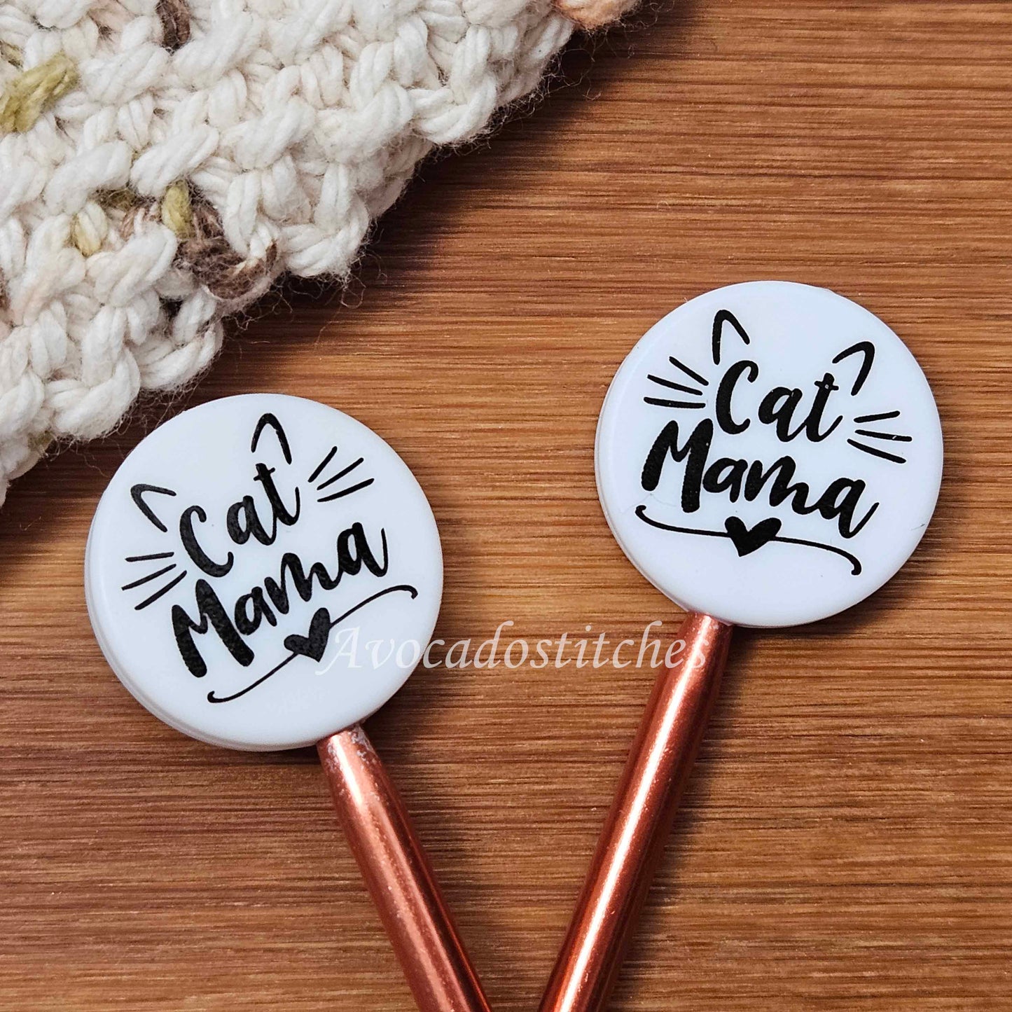 Clearance // CAT MAMA Stitch Marker / 2 pieces / Knitting Needle Toppers / Point Protection / Notions