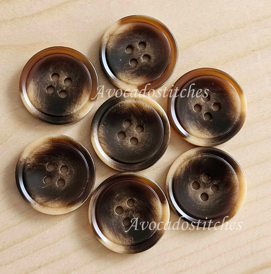RESIN CHOCOLATE BRULEE / 4-Hole Resin Buttons / 23mm (Set of 6)