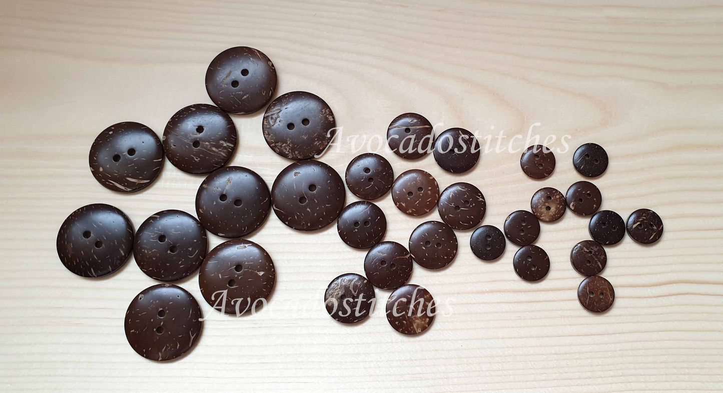 2-HOLE COCONUT BUTTONS / 13-38mm / Coconut Buttons / Sewing Buttons