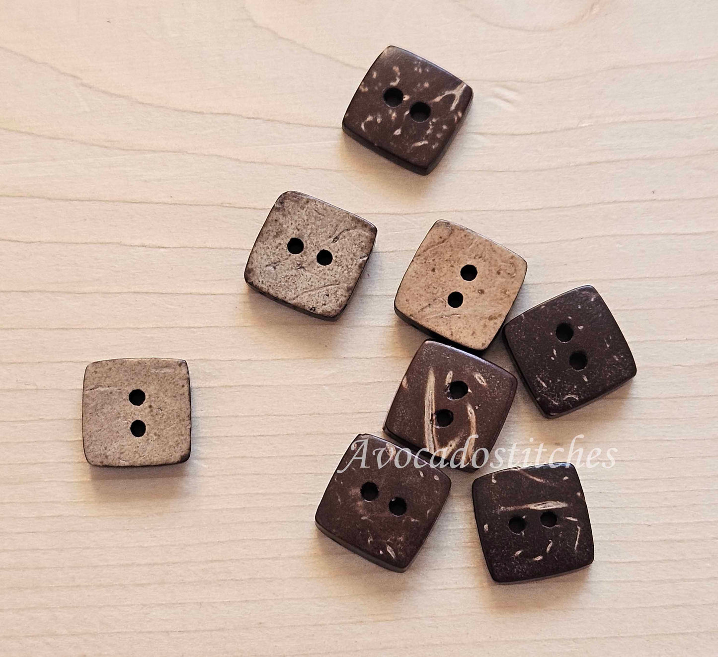 COCO SQUARE / 12mm / Coconut Buttons / Sewing Buttons