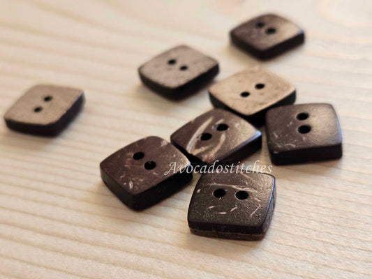 COCO SQUARE / 12mm / Coconut Buttons / Sewing Buttons