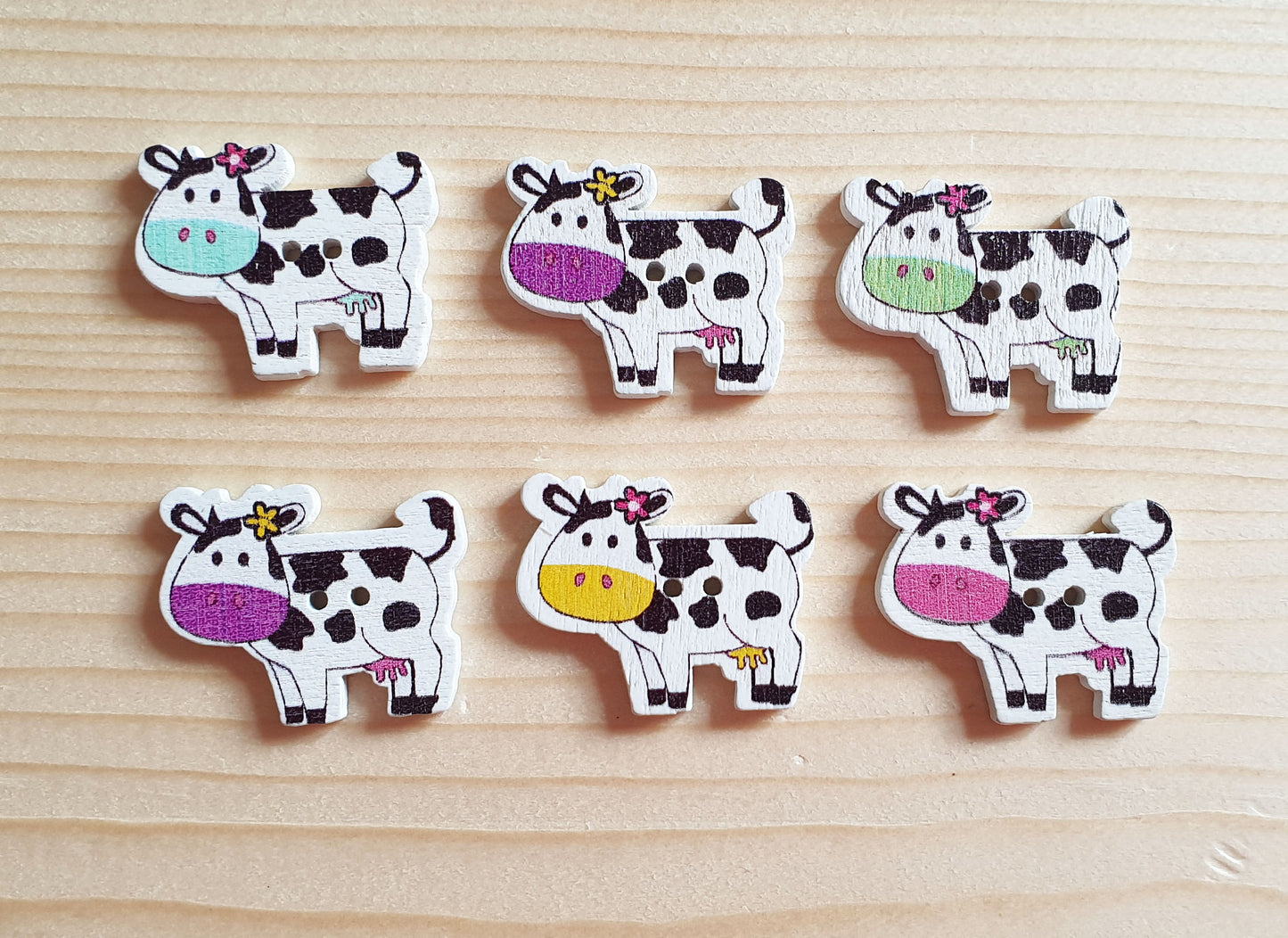 MOO MOO COW / 22*27mm / Wooden Buttons / Sewing Buttons