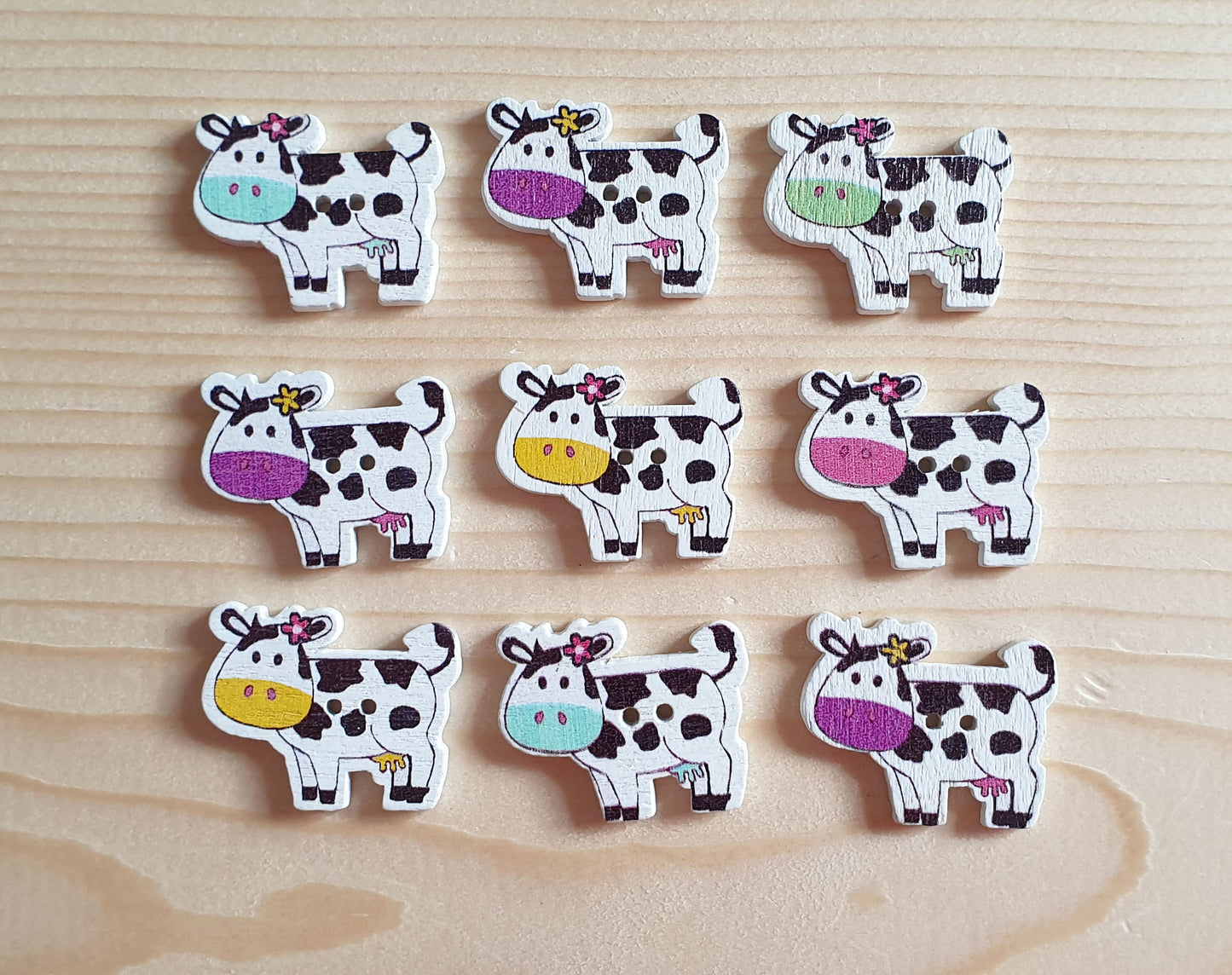MOO MOO COW / 22*27mm / Wooden Buttons / Sewing Buttons