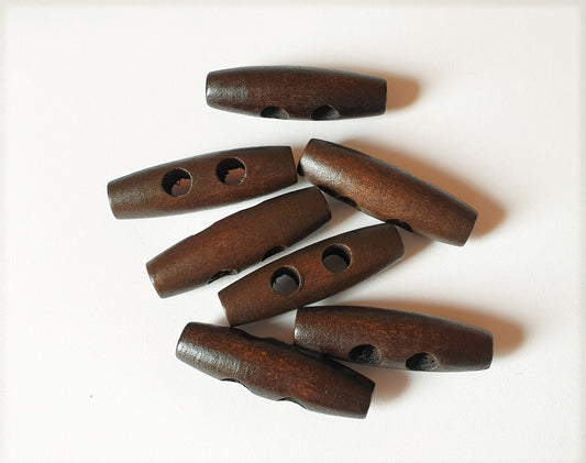 WOODEN TOGGLE Dark Brown (Flat) / 20-50mm / Wooden Toggle Buttons / Sewing Buttons