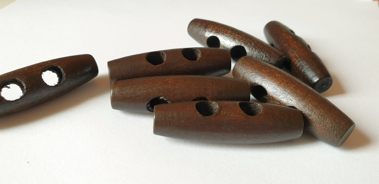 WOODEN TOGGLE Dark Brown (Flat) / 20-50mm / Wooden Toggle Buttons / Sewing Buttons