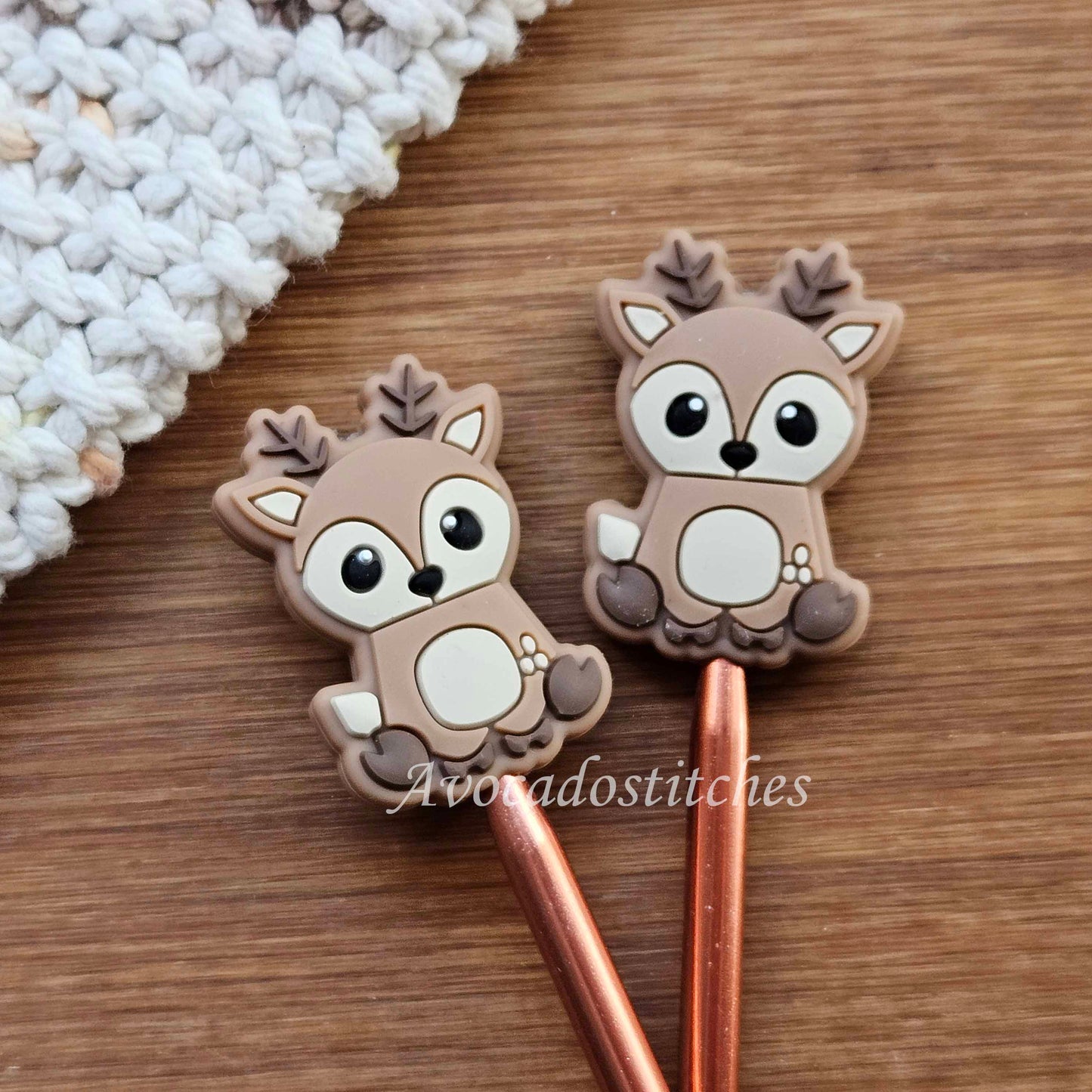 DEER STITCH STOPPERS / 1 pair / Knitting Needle Stoppers / Point Protection / Notions