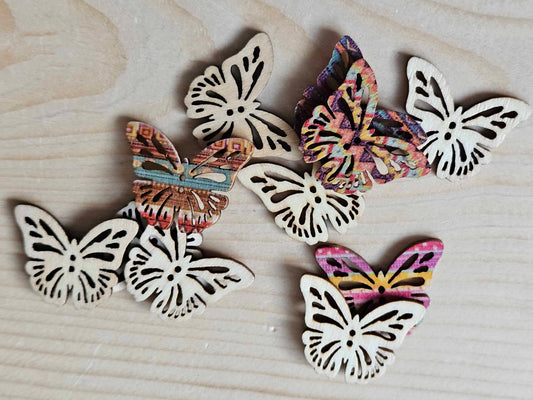 Filigree Butterfly / Wooden Buttons (Set of 10)