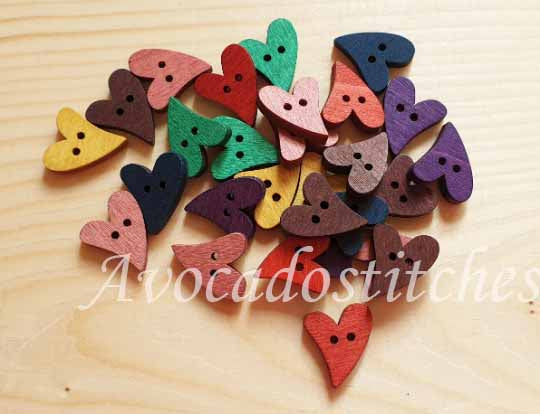 HEARTS / 20*17mm / Wooden Buttons / Sewing Buttons