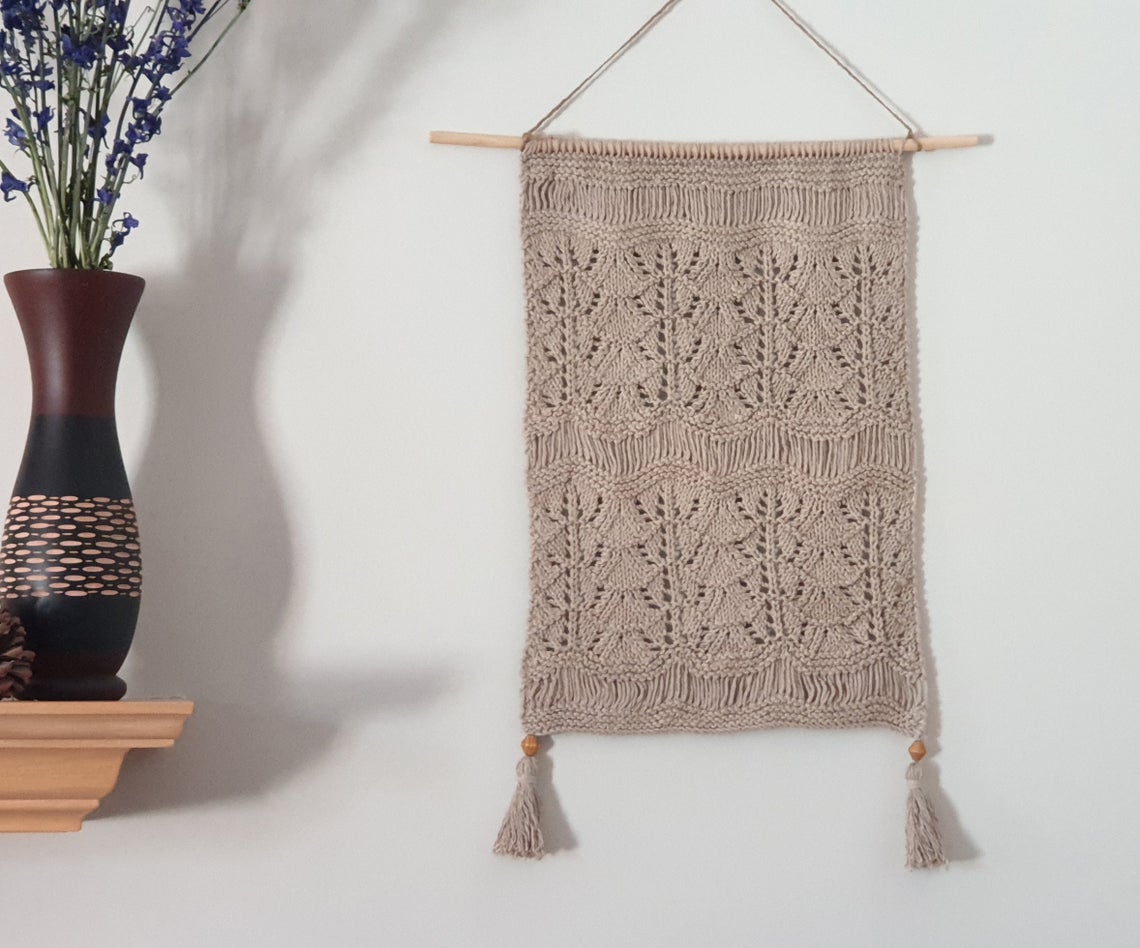 LACE TREE WALL HANGING (Digital Knitting Pattern) / Knit Wall Hanging Pattern / Boho Style / Digital Knitting Pattern