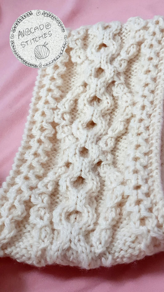 METTE HEADBAND / Wool Blend Ear Warmer/ Embossed Cable Pattern / Handmade in Canada