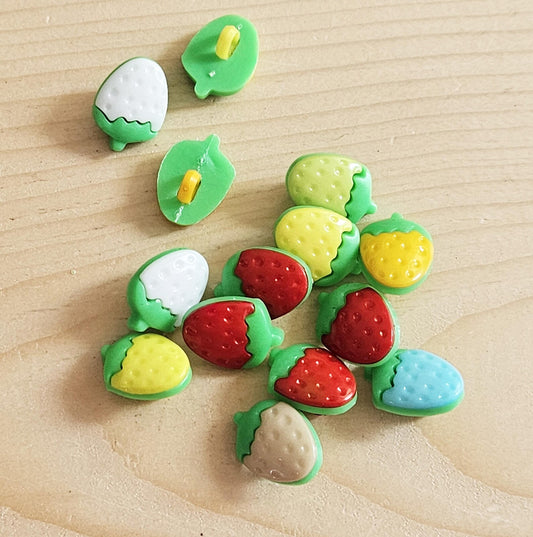 STRAWBERRY RESIN / 12*17mm - 8 buttons / Kid Child Shank Buttons / Sewing Buttons