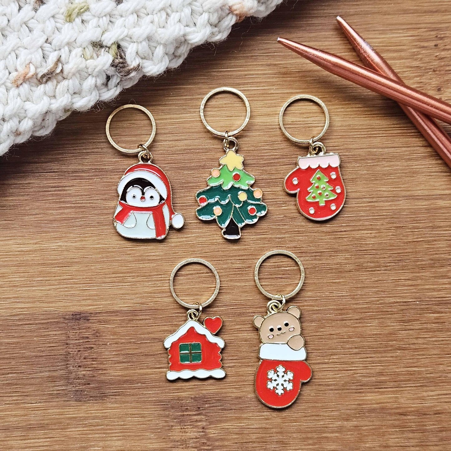 CHRISTMAS FAMILY - 5 pieces / Knitting Crochet Stitch Markers / Notions