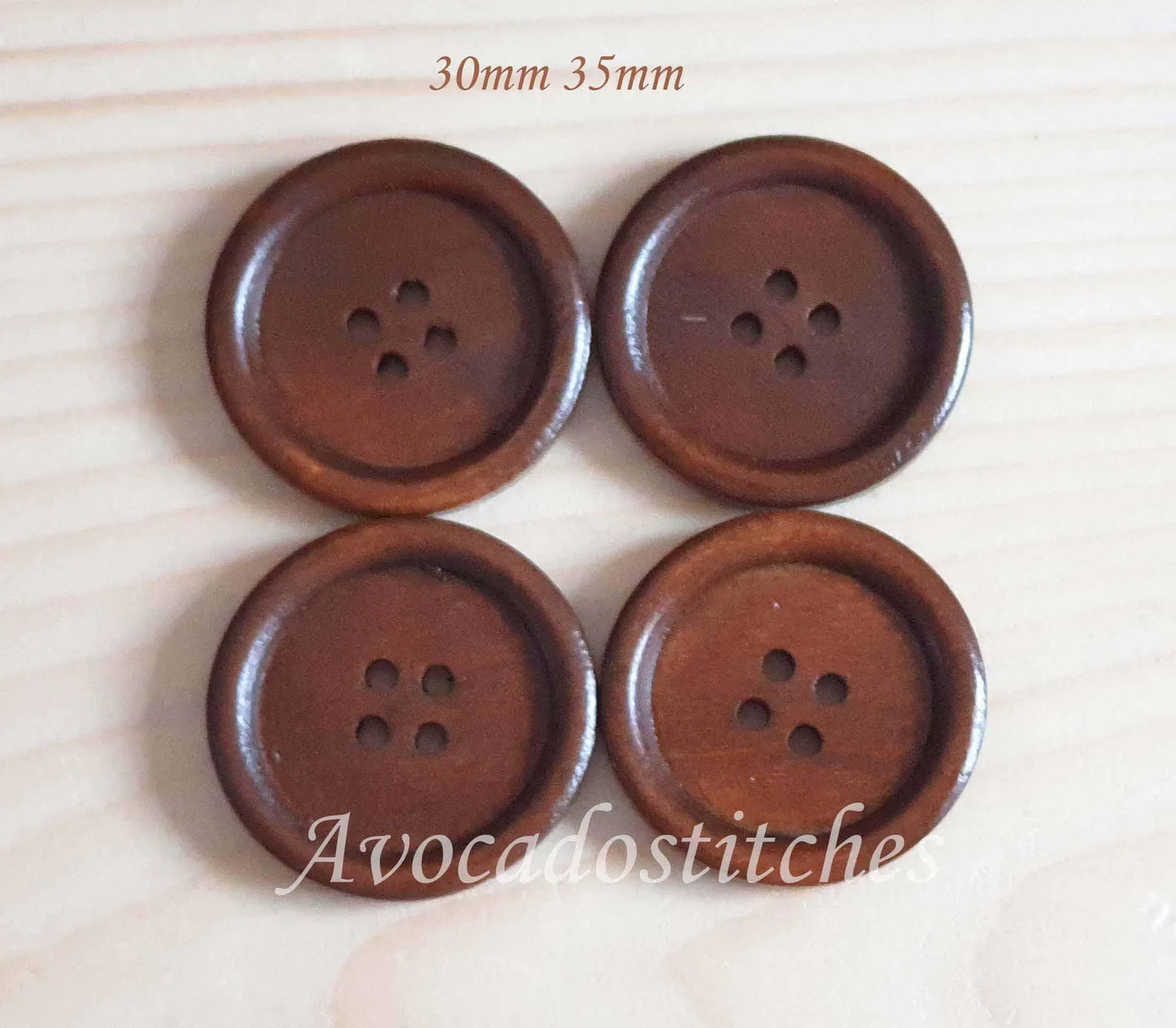 4-HOLE COFFEE BROWN / 10-38mm / Wooden Buttons / Sewing Buttons