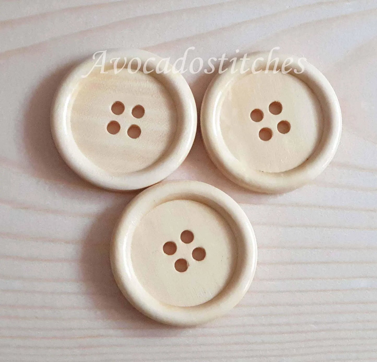 4-HOLE BEIGE Cream / 10-35mm / Wooden Buttons / Sewing Buttons