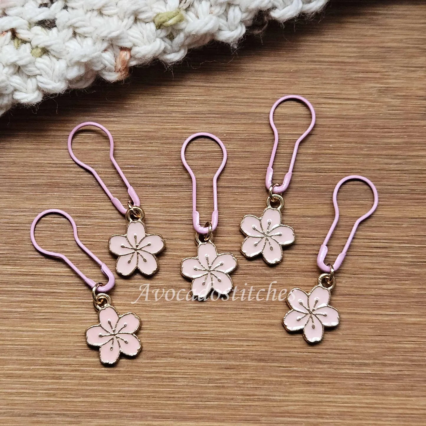 PINK BABY DAISY - 5 pieces / Knitting Crochet Stitch Markers / Notions