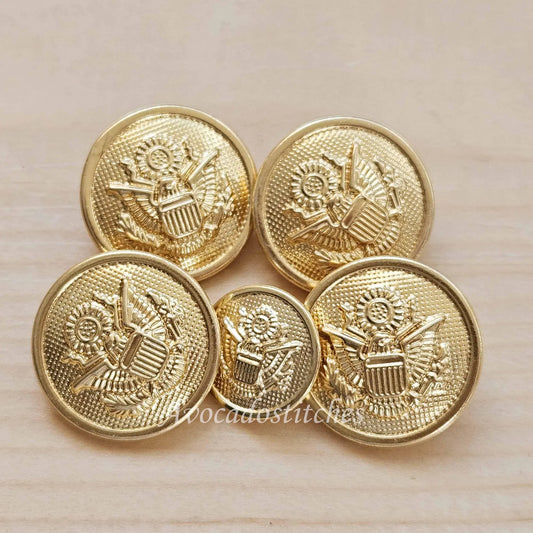 THE REGENCY Shank - Light Gold / 15-20mm / Set of 6 buttons / Metal Alloy Shank Buttons / Sewing Buttons