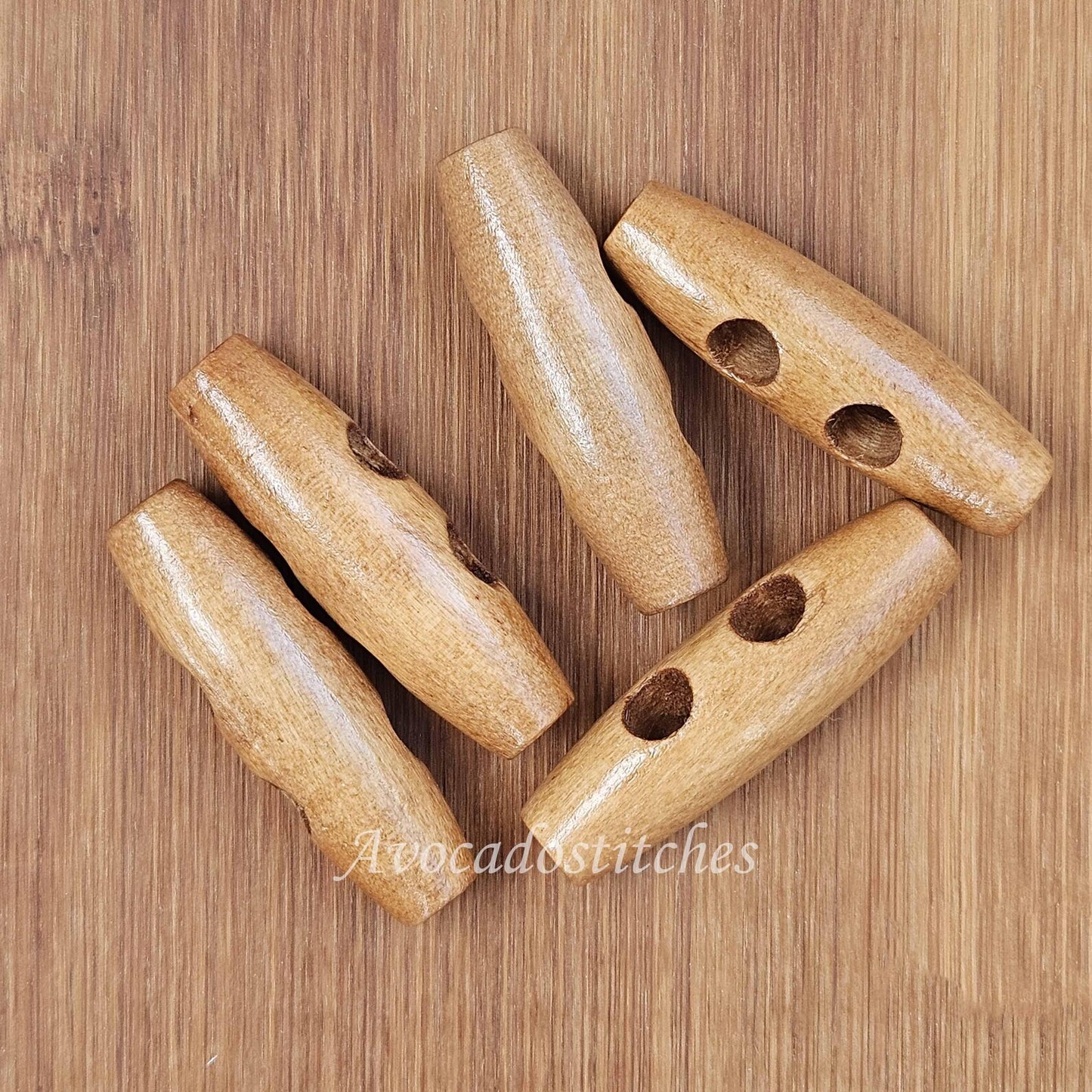 WOODEN TOGGLE Caramel Brown / 40mm / Set of 6 buttons / Wooden Toggle Buttons / Sewing Buttons