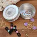 AMETHYST HAZE (Natural Stone & Stainless Steel) – Set of 5 Stitch Markers / Knitting Crochet Notions