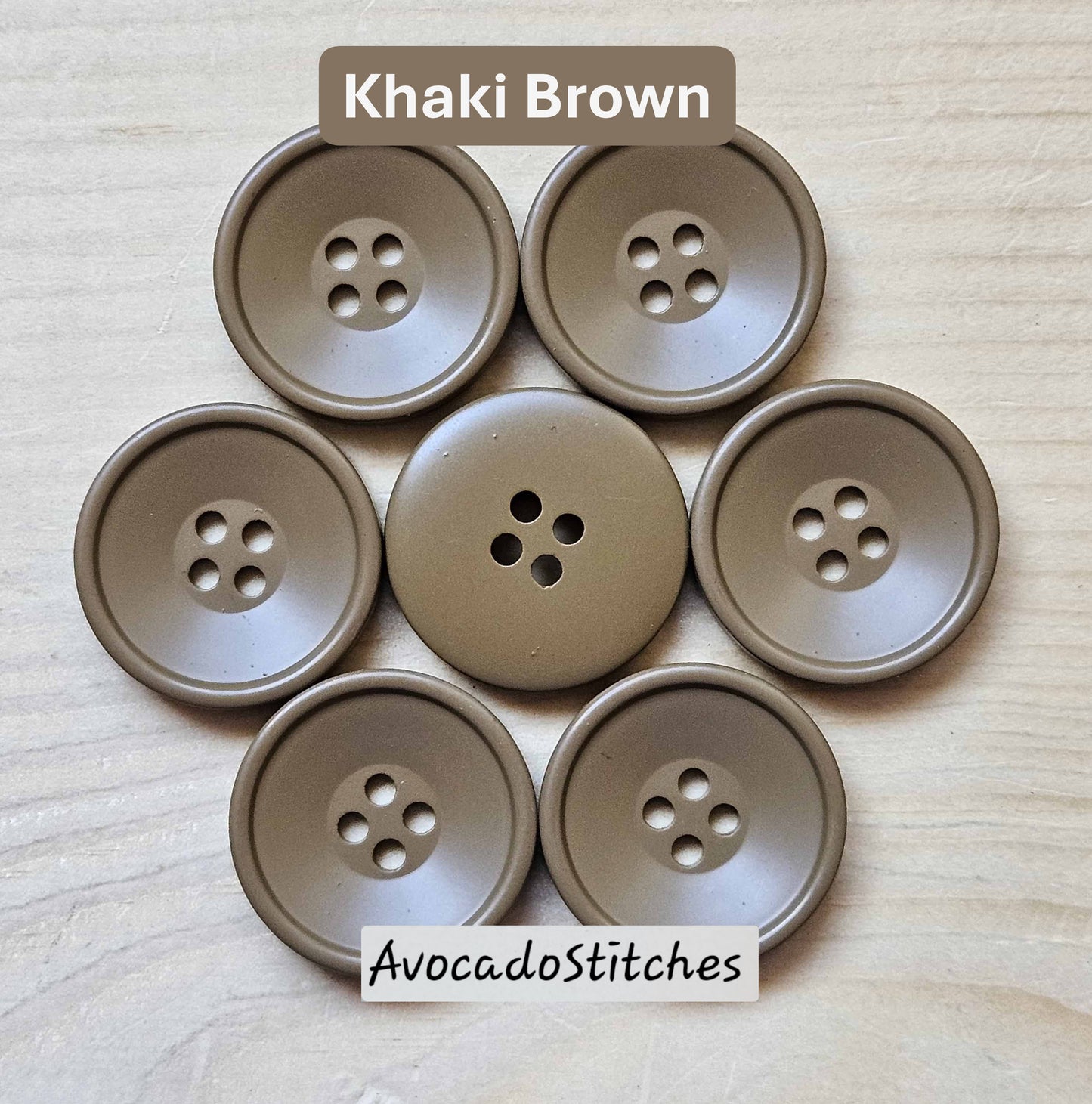 KHAKI Korean Resin / 21-30mm / Set of 4 buttons / Korean Style Resin Buttons / Sewing Buttons