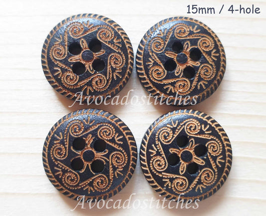 MANDALA / 13-18mm / Set of 8 buttons / Wooden Buttons / Sewing Buttons