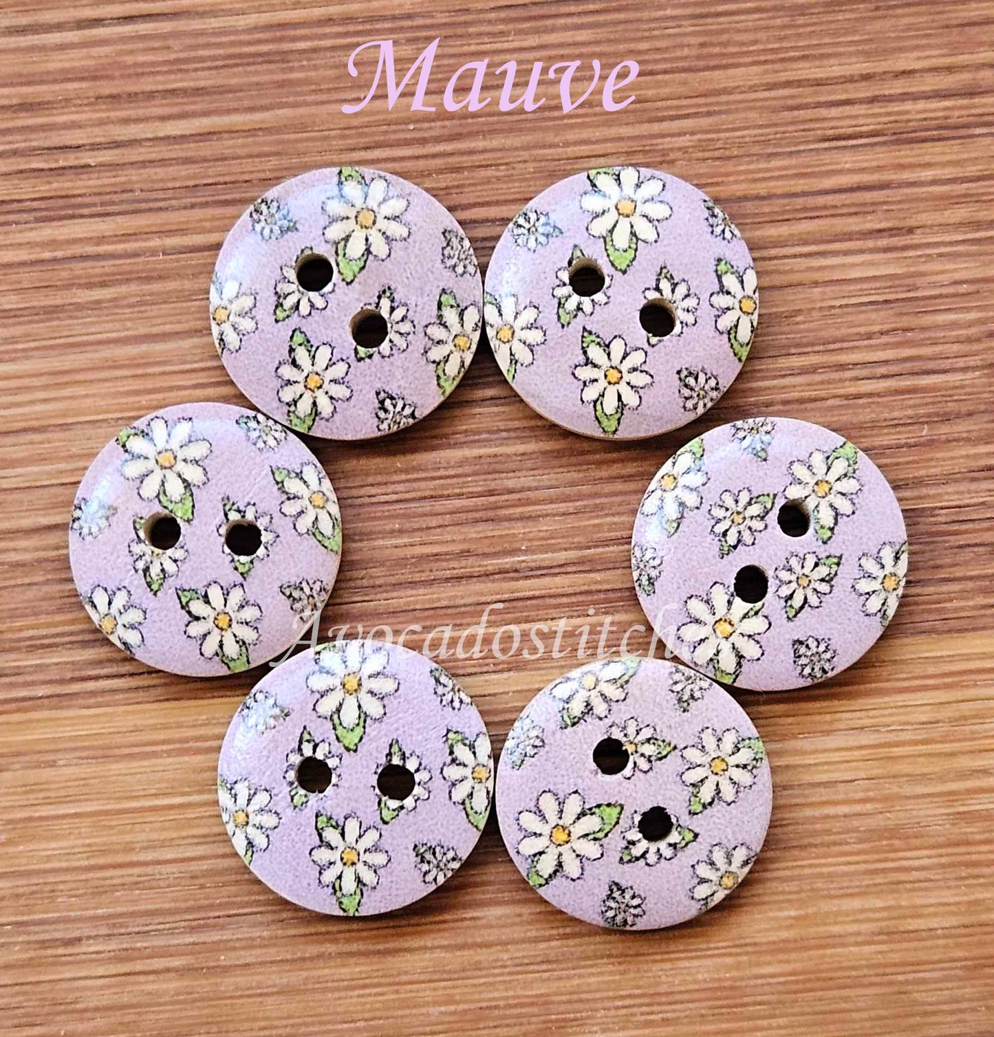 MULTIFLORALS / 15mm - 6 buttons / Wooden Buttons / Sewing Buttons