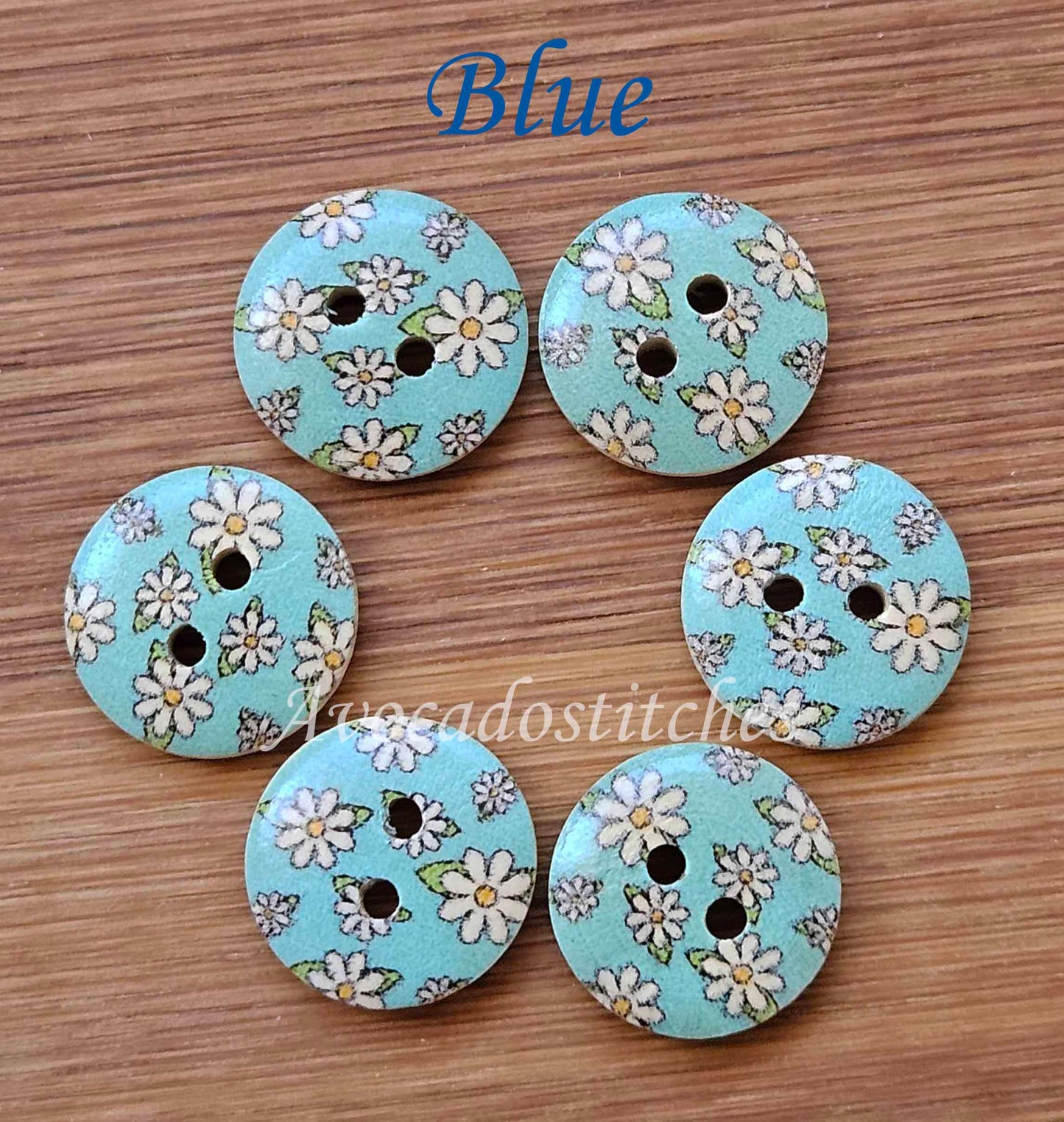 MULTIFLORALS / 15mm - 6 buttons / Wooden Buttons / Sewing Buttons