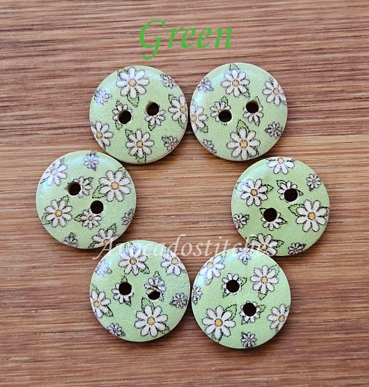 MULTIFLORALS / 15mm - 6 buttons / Wooden Buttons / Sewing Buttons