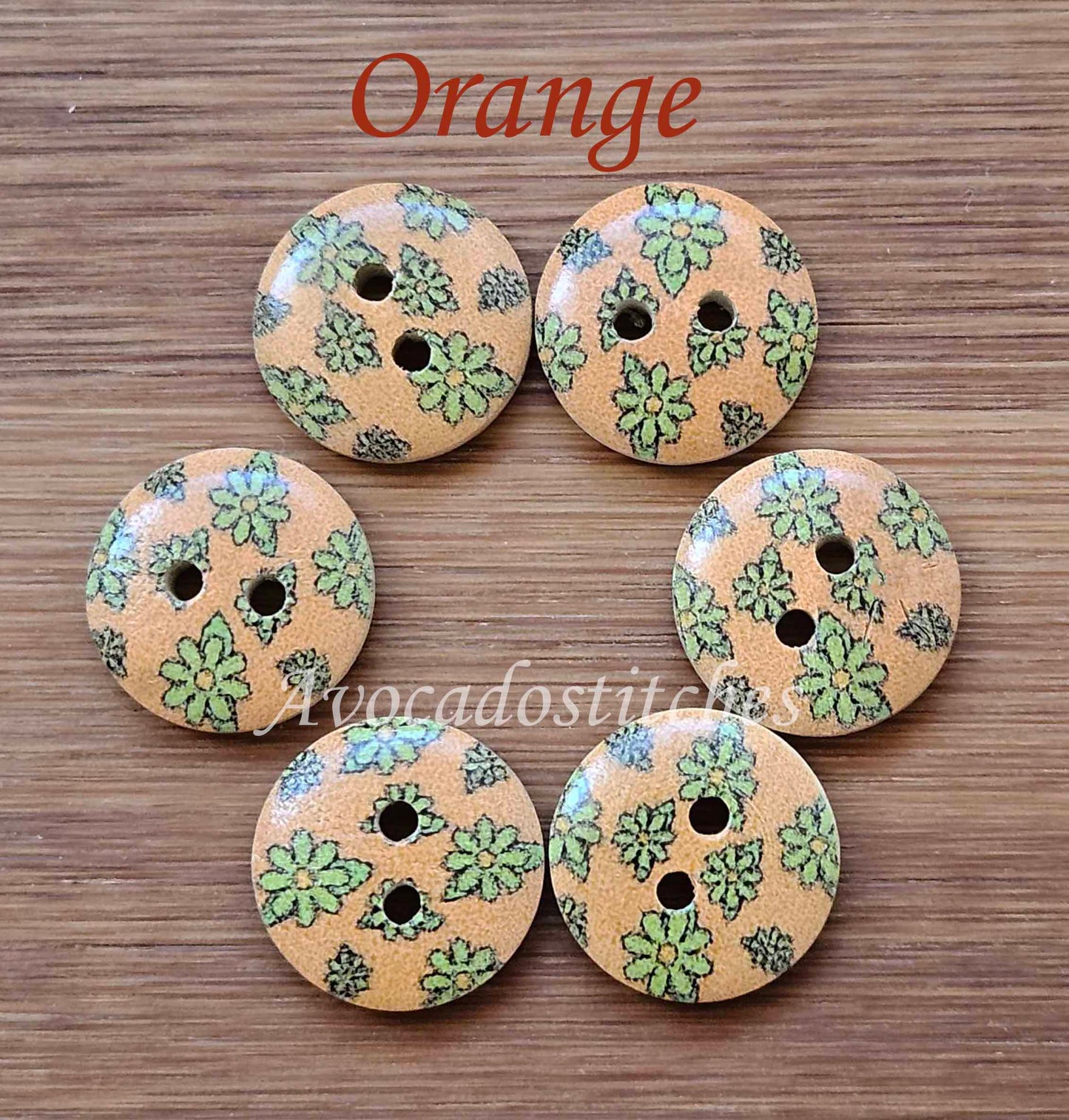 MULTIFLORALS / 15mm - 6 buttons / Wooden Buttons / Sewing Buttons