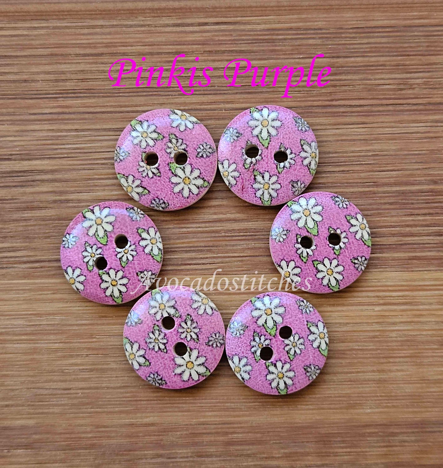 MULTIFLORALS / 15mm - 6 buttons / Wooden Buttons / Sewing Buttons