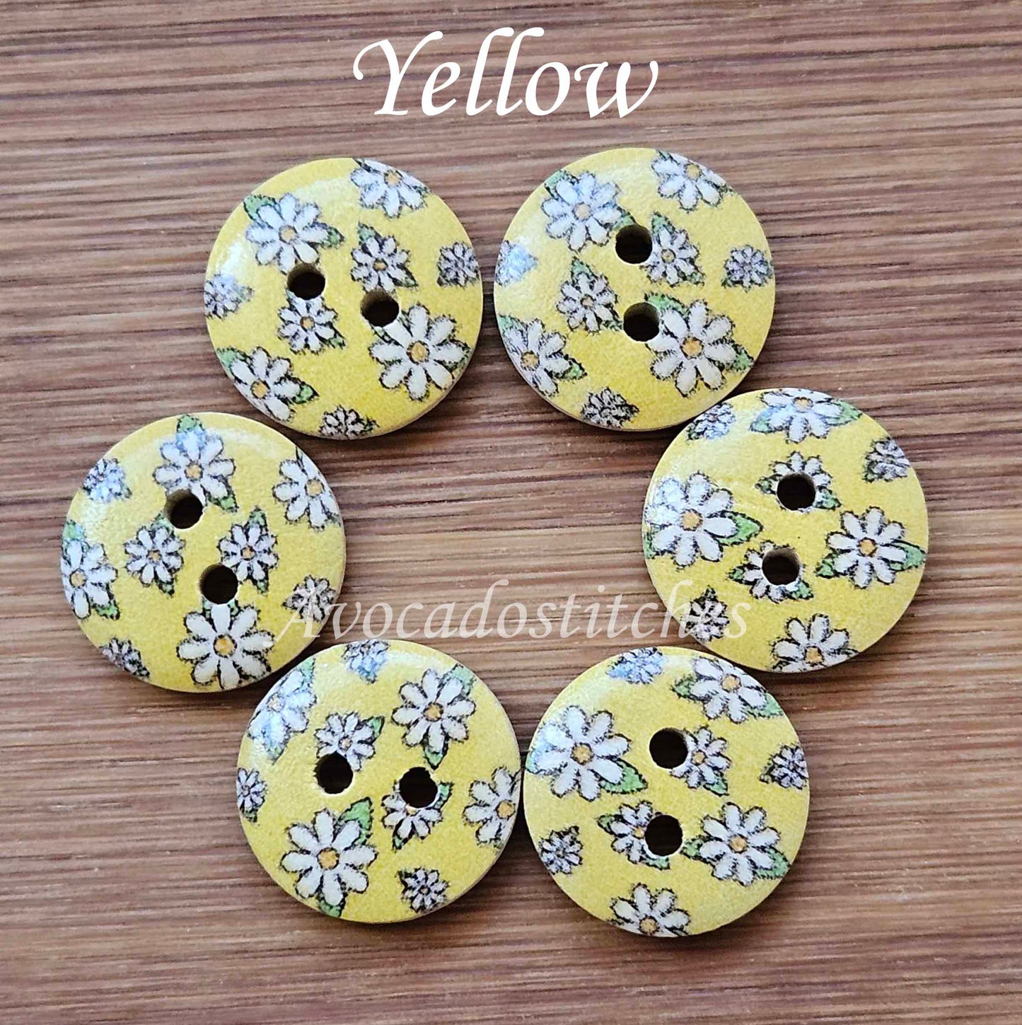 MULTIFLORALS / 15mm - 6 buttons / Wooden Buttons / Sewing Buttons