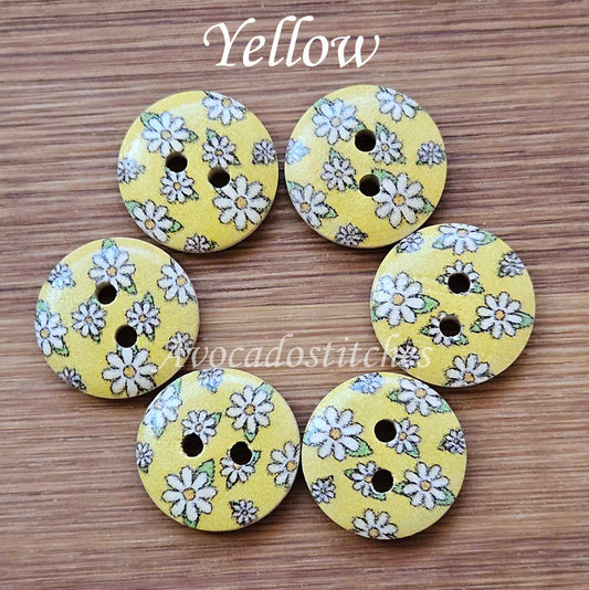 MULTIFLORALS / 15mm - 8 buttons / Wooden Buttons / Sewing Buttons