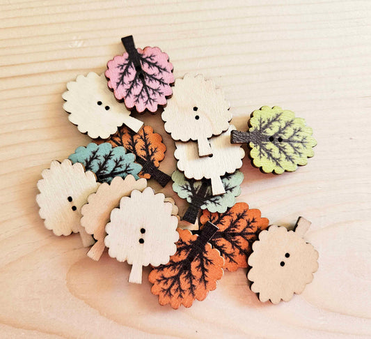 OAK TREE / 32*25mm / 8 buttons / Wooden Buttons / Sewing Buttons