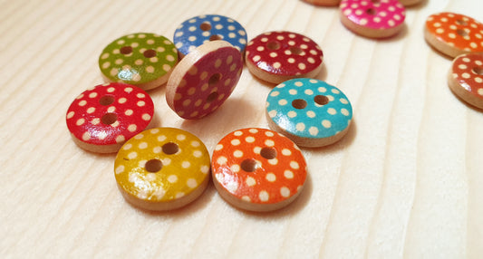 POLKADOT / 11.5-18mm / 8 buttons / Wooden Buttons / Sewing Buttons