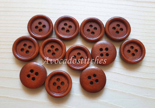 4-HOLE MAROON BROWN / 9-25mm / Wooden Buttons / Sewing Buttons