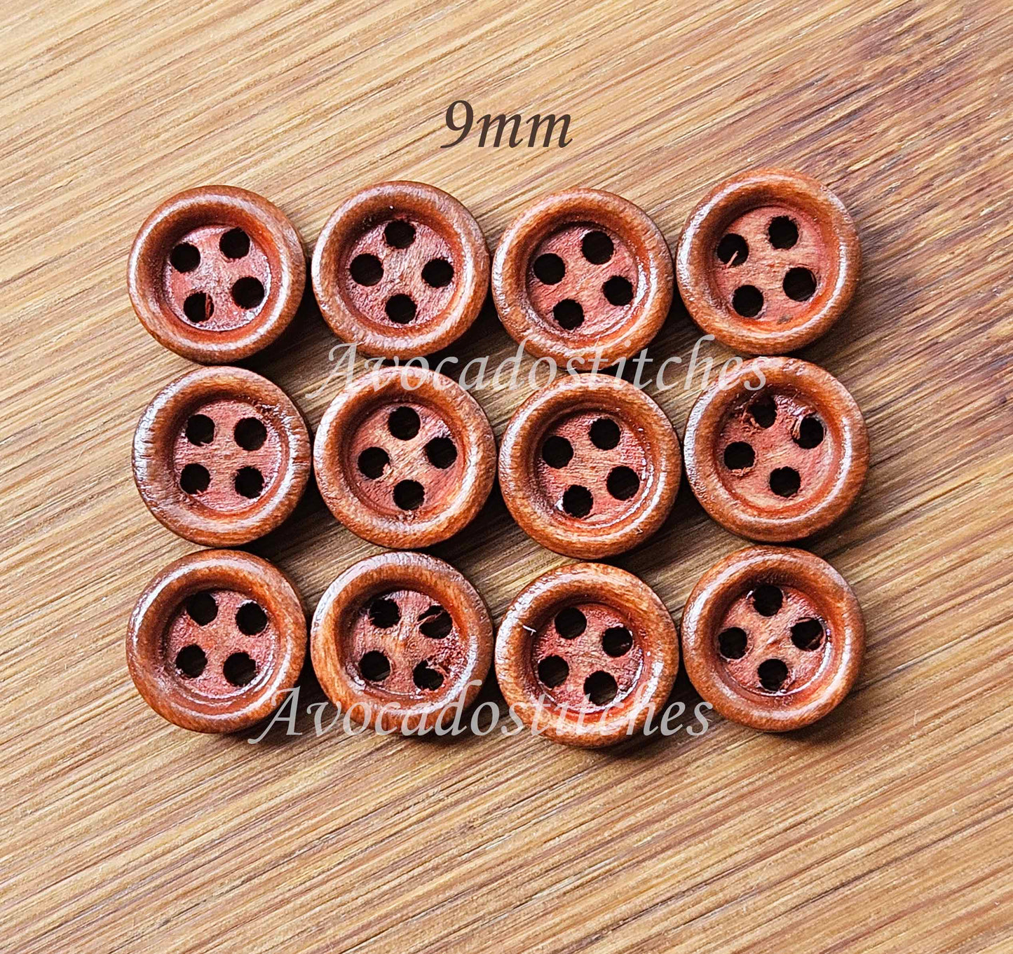 4-HOLE MAROON BROWN / 9-25mm / Wooden Buttons / Sewing Buttons