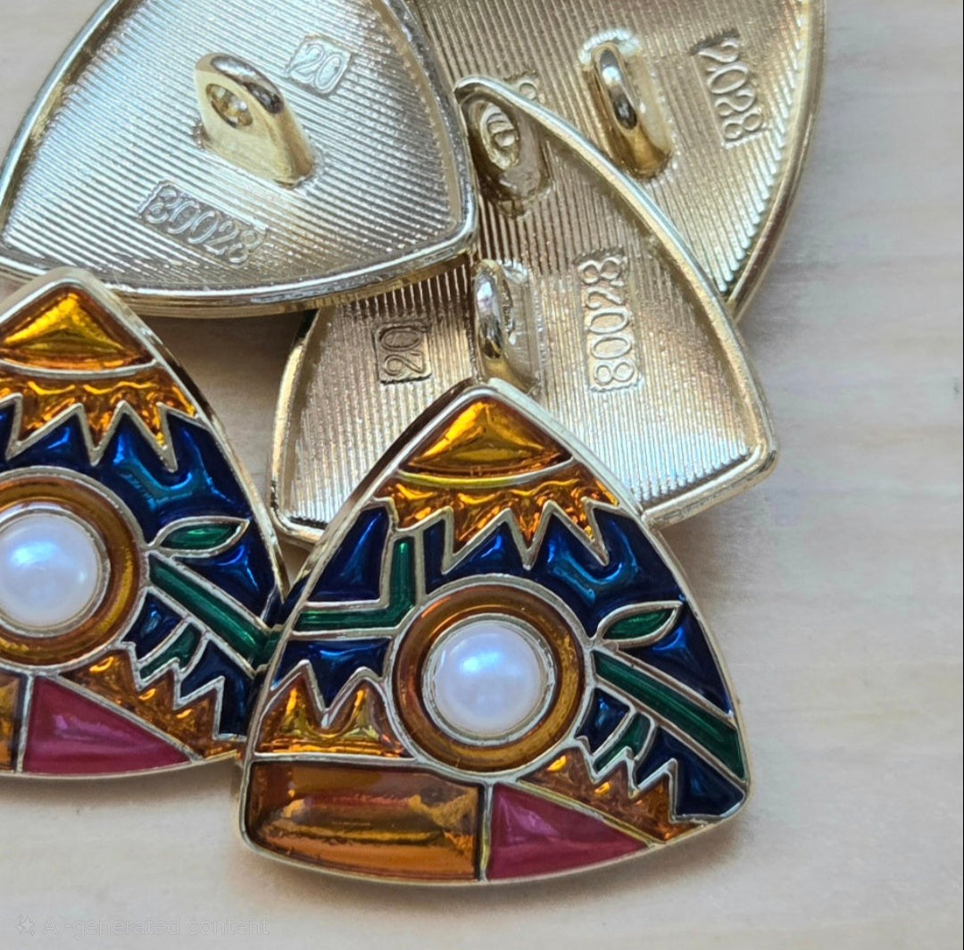 PEARL OF THE SUN / Metal Enamel Shank Buttons / 20mm (Set of 2)