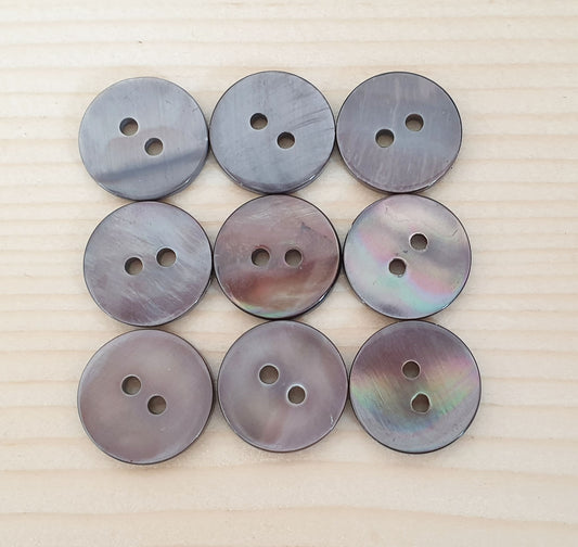 2-HOLE GREY (brownish) SEASHELL BUTTONS / 10-25mm / MOP Shell Buttons / Sewing Buttons